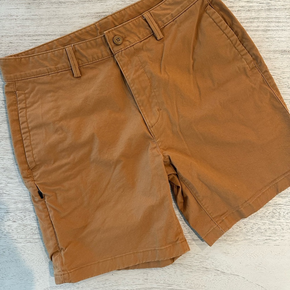 Prana Tan Flat Front Shorts Versatile Style